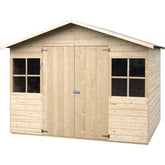 Abri de jardin Lopun 5,84m² en bois massif 12mm avec plancher – Décor et Jardin Ma boutique